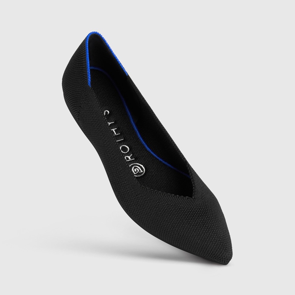 Rothy’s “The Point” in Black Solid. New in box